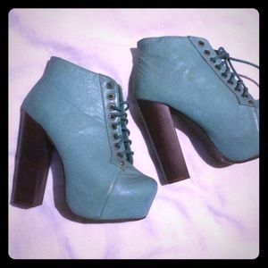 Brown and Aqua Jeffrey Campbell inspired heels